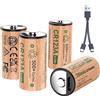 AKTTKA 4 Pack CR123A Baterie Ricaricabili al Litio 2100 mWh 3V Porta di Ricarica