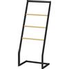HOMCOM Porta Asciugamani a 4 barre in Acciaio e Bambù 40.5x28x98cm Nero e Legno