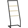 HOMCOM Portasciugamani a 4 Barre in Acciaio e Bambù 40.5x28x98cm Nero e Legno