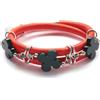 Rock Lily Collection Vortice Doppio Giro Braccialetto pelle Con Agata Nera Nuovo