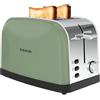 Taurus - Tostapane Vintage II Olive 950W | 2 Fessure Corte (135x35mm) | 7 Livelli | 3 Funzioni | Corpo Inox | Centratura Automatica | Raccoglibriciole | Sollevamento Extra | Avvolgicavo | Verde Oliva