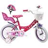 A.T.L.A.S. Bicicletta da bambino 14 da bambina Minnie/Disney dotata di 2 freni, porta bambola posteriore, cestino anteriore e casco incluso!
