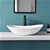 Davivy Lavello ovale per vasi da 61 x 33,8 cm con scarico pop-up, lavandini da bagno, lavandini da bagno sopra il bancone, lavello bianco, lavello da banco, lavello in ceramica, ciotole ovali per