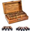 Vegena, set di 70 timbri con lettere dell'alfabeto vintage, in legno, con (G8i)