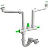 BONOMINI Sifone Scarico 2 Vie Senza Piletta per Lavello in Acciaio 1½ Ø 40 mm BON