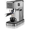 cloer 5829 Macchina per caffè espresso con schiumatore, pompa da 20 bar, design sottile, 1-2 tazze per espresso, cappuccino, latte macchiato, spegnimento di sicurezza, serbatoio dell'acqua da 1