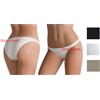 Cotonella 3 Slip Tanga Vita Bassa Donna Cotone Elastico Cotonella S M L XL Nero Bianco Bie