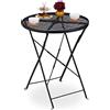 Relaxdays Tavolino da Balcone Pieghevole, Tavolo Rotondo con Foro per Ombrellone