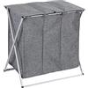 WENKO DIE BESSERE IDEE Cesto portabiancheria Trio Top capacità 118 L, Tessuto, Telaio: Alluminio, Manici: 100% Poliestere, Grigio mélange, 57 x 57 x 38 cm