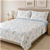 CORREDO ITALIANO® Completo lenzuola effetto copriletto in percalle matrimoniale - Brezza Azzurra -