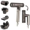 Shark SpeedStyle Pro FLEX Asciugacapelli, Alte Prestazioni, Alta Velocità, 4 Accessori Styling, Leggero, Ionico, Non Danneggia i Capelli, Manico Pieghevole, Tutti i Capelli, Argento Mocha HD542EU