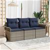 vidaXL Set di divani 3 pz polyrattan Divano esterno Posti sedere giardino vidaXL