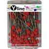 Yline 100 spine per tappezzeria con testa in plastica rossa ca. 60 mm spilli gra
