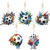 KiKiHong 5 Pezzi 5D DIY Calcio Pittura Diamante Portachiavi,Diamond Painting K