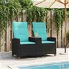 vidaXL Panchina reclinabile con tavolo con cuscino polyrattan Seduta vidaXL