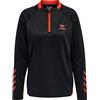 hummel Women's hmlGG12 Action - Felpa da Donna, con Mezza Zip, Taglia M, Colore: Nero/Cherry Tomato