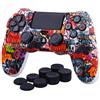 YoRHa Water Transfer Printing (Graffiti del Cranio) Custodia in silicone Cover per PS4 / slim/Pro Dualshock 4 Controller x 1 Con manopole Pro x 8