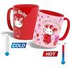 Konix Hello Kitty Tazza termoreattiva - 320 ml - Design con kimono - Rosso