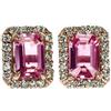 Nessuno Nuovissimi orecchini K18PG taglio smeraldo zaffiro rosa diamanti 1,00 ct D0,2...