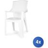 Ipae progarden 4x Poltrona Monoblocco Eden In Resina, Bianco 60X62X89Cm