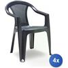 Bica 4x Bica Sedia da esterno polipropilene ATLANTA Antracite 15 4