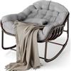 SEDIA A DONDOLO UOVO RATTAN CON CUSCINO POLTRONA RELAX ESTERNI INTERNI GIARDINO