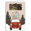 Afie 61-6051 Biglietto Buon Natale con Busta e Collage in oro dorato brillante scintillante Ghirlanda luminosa Auto Rosso Babbo Natale Consegna Regali Abeti sotto la Neve Corona Campane