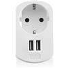 Ewent Adattatore Presa USB,Adattatore da viaggio,Caricabatterie Universale con Presa Schuko e 2 Porte USB 3.1, Caricatore USB per iPhone, Samsung Galaxy, Smartphone Android, Tablet - Bianco, Compatto