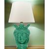 Caltagirone Sofia Lampada da Tavolo Testa di Moro Femminile in Ceramica Siciliana Verde Smeraldo