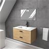 AURLANE Mobile bagno 80 cm montaggio sospeso finitura legno - cassetti soft close - lavabo e specchio