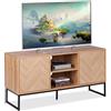 Relaxdays Mobile TV Soggiorno, HLP: 60x120x38 cm, Mobiletto Basso Porta Televisore da Salotto, Industriale, Legno Chiaro