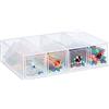 Relaxdays Organizer Portaoggetti da Scrivania, 4 Cassetti Salvaspazio, Orizzontale e Verticale, 6x25x17,5cm, Trasparente