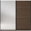 LBSIGN Armadio 200x207 Cm 2 Ante Scorrevoli con Specchio Ripiani Barra Arsola Noce
