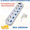 Wtt Elettronica Multipresa elettrica ciabatta con interruttori singoli indipendenti shuko schuko
