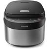 Philips Cuociriso elettrico 3000, 0,85L, 8 menu automatici, nero | Pentola antiaderente, a 4 strati, cottura rapida in 30 minuti, capacità 0,85L, design nero e argento (HD3093/80)