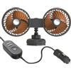 Ventilatore Auto 12V 24V Doppia Presa con Supporto a Ventosa e Alimentatore USB