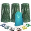 COSE DA CASA Set 3 Trespolo Porta Sacco 100 Litri Verde Traforato con Coperchio e Anello