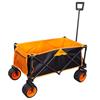 AKTIVE Carrello da trasporto pieghevole, Spiaggia, Giardino, Campeggio, Nero e Arancione, Fino a 100 kg, Ruote robuste e ruote girevoli a 360° con freno, Maniglia multiangolo