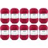 120 Gründl Hot Socks Perla in Lana a Maglia Liscia (Morbida Lana per Calzini in 75% Lana Merino, 20% Poliammide, 5% Cashmere, 50 g / 200 m, Dimensione dell'ago: 2,5-3, 10 x 50 g), Ciliegia