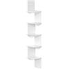 Relaxdays Scaffale angolare, HxLxP: 125 x 20 x 20 cm, 5 ripiani, MDF, design zigzag, libreria sospesa da parete, bianco