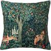 Keebik William Morris - Federa per cuscino decorativa in morbido velluto, motivo floreale con lepri e lepri, per esterni, per letto, divano, auto, 45,7 x 45,7 cm