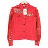 Desigual Kyle Donna Giacca UK6 XS Cotone Rosso Misto Maglia Maniche