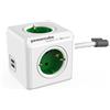 Allocacoc 1402GN/DEEUPC, PowerCube DuoUSB Extended Verde EU, Caricatore Doppio USB e Presa Multipla 4X 230V Schuko, Bianco Verde