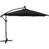 MONSTERSHOP Ombrellone LED Decentrato Banana 3m Nero da Giardino Patio con 104 Luci Solari