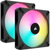 Corsair iCUE AF140 RGB ELITE da 140 mm Kit di Due Ventole PWM - Otto LED RGB su Ogni Ventola - Tecnologia AirGuide - Controller iCUE Lighting Node CORE Incluso - Nero
