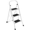 SONGMICS Scaletta, Scala a 3 Gradini, Scaletta Pieghevole, Chiusura di Sicurezza per Piegamento, Facile da Riporre, Portante 150 kg, Bianco Semplice GSL03WT