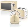 Swan Retro Colazione Set 1,8 L Bollitore, Tostapane a 2 Fette, Microonde Digitale 20L, 6 Livelli di Potenza, Timer, Porta Effetto Specchio, Design Vintage, Crema, Taglia Unica, STRP2070CNEU