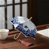 Filtro Tè Ombrello Stile Tradizionale Cinese Infusore Ceramico Blu Bianco