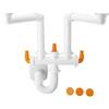 LIRA SPA SIFONE 2 VIE SENZA PILETTA PER LAVELLO A 2 VASCHE ACCIAIO/CERAMICA 11/2ø40/50...