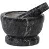 Home Mortaio in Marmo con Pestello, Nero, 18cm